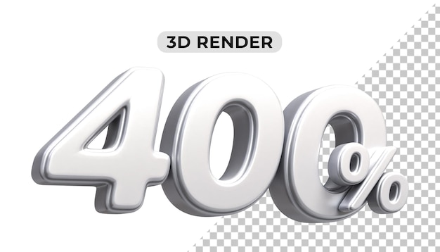 Sconto sulle vendite 3D Numero 400 prezzo percentuale per il concetto di promozione delle vendite da 3D render