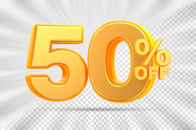 Sconto sulle vendite 3D Numero 50 percentuale del prezzo per il concetto di promozione delle vendite a sconto da 3D render