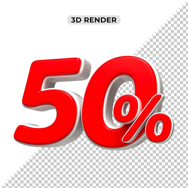 Sconto sulle vendite 3D Numero 50 percentuale del prezzo per il concetto di promozione delle vendite da 3D render
