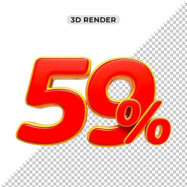 Sconto sulle vendite 3D Numero 59 prezzo percentuale per il concetto di promozione delle vendite da 3D render
