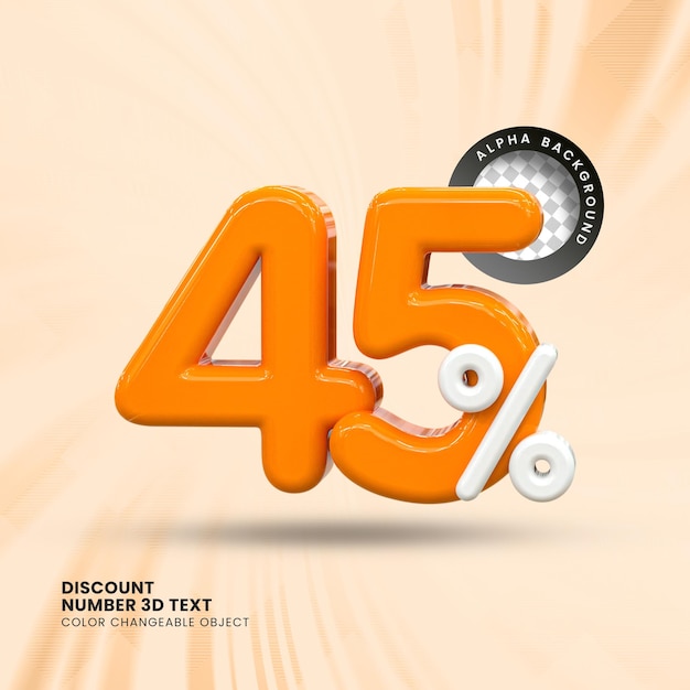 Sconto sulle vendite 3d Prezzo da pagare in percentuale numero 45 per il concetto di promozione della vendita scontata tramite rendering 3d