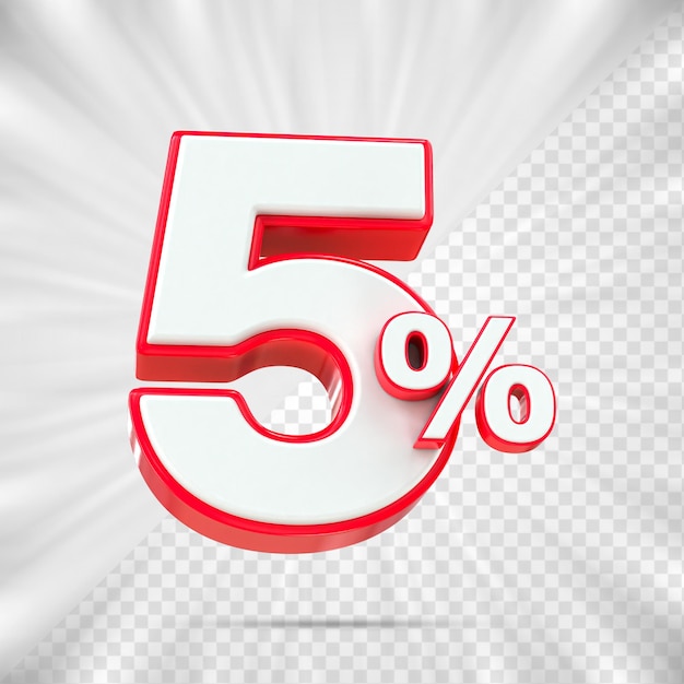 Sconto sulle vendite 3d Prezzo da pagare in percentuale numero 5 per il concetto di promozione della vendita scontata tramite rendering 3d