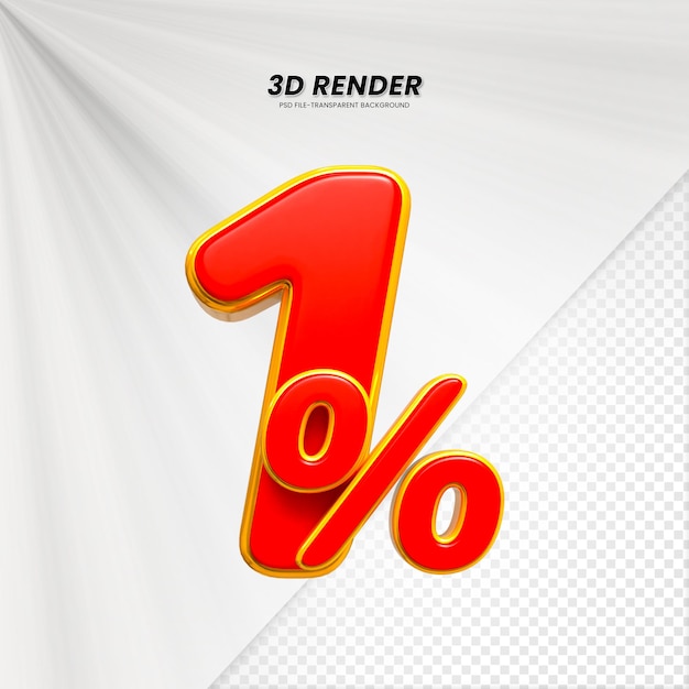 Sconto sulle vendite 3D Tag prezzo percentuale numero 1 per il concetto di promozione delle vendite da 3D render