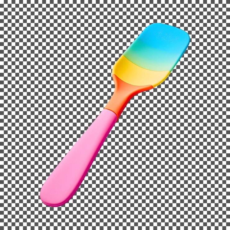 PSD scoop de helado de silicona de arco iris aislado sobre un fondo transparente