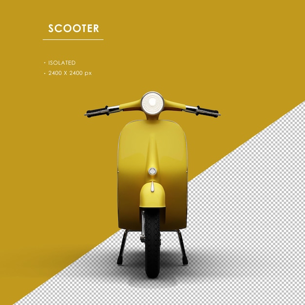 Scooter amarillo aislado desde la vista frontal