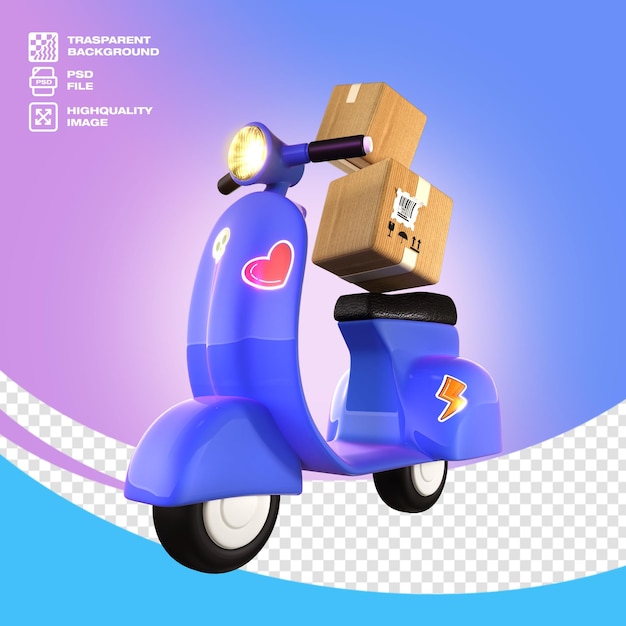 un scooter azul con cajas