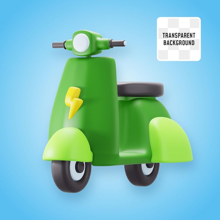 PSD scooter bike elétrico transporte moderno ilustração de ícones 3d design de renderização