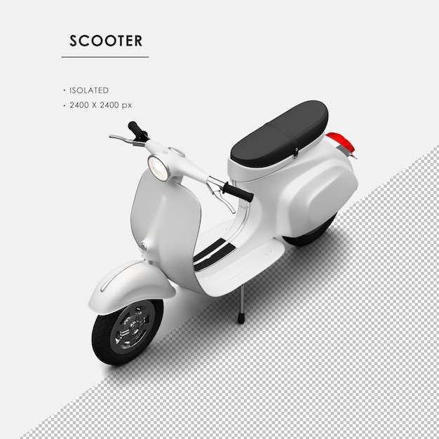 Scooter blanco aislado desde la vista frontal superior izquierda