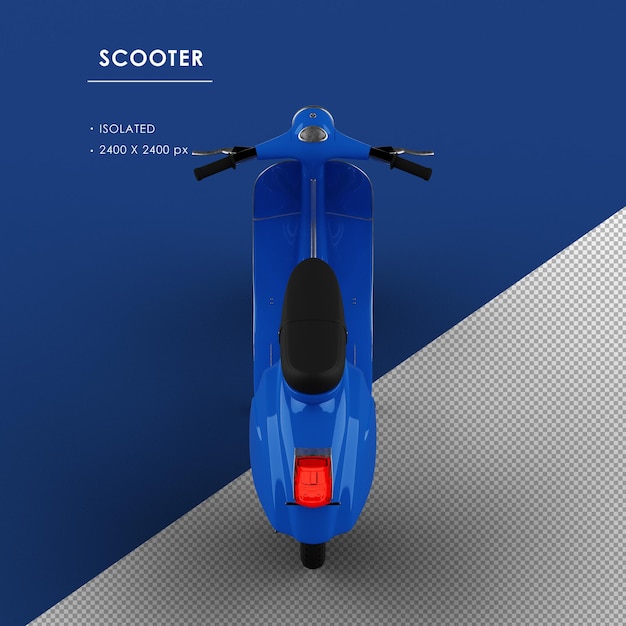 Scooter Bleu Isolé De La Vue Arrière Supérieure