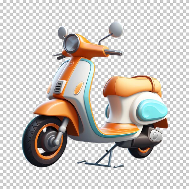 PSD un scooter de dessin animé isolé sur un fond transparent