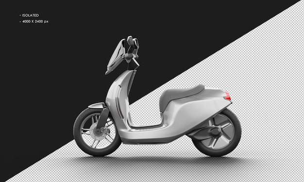 Scooter eléctrico deportivo moderno metálico gris aislado desde la vista lateral izquierda