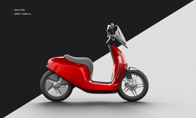 Scooter eléctrico deportivo moderno metálico rojo aislado desde la vista lateral derecha