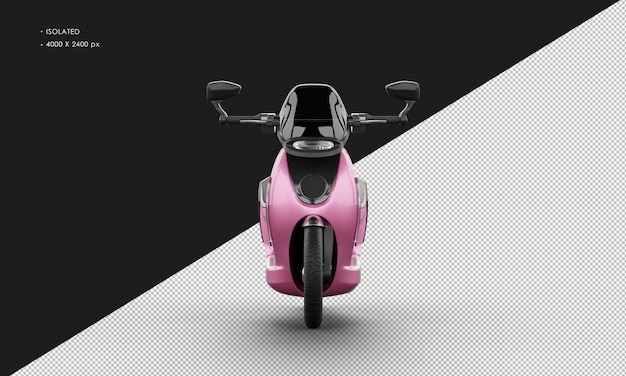 Scooter eléctrico deportivo moderno metálico rosa aislado desde la vista frontal