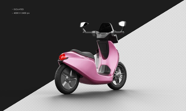 PSD scooter eléctrico deportivo moderno metálico rosa aislado desde la vista trasera derecha