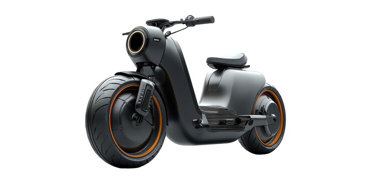 PSD scooter eléctrico con diseño futurista aislado sobre un fondo transparente