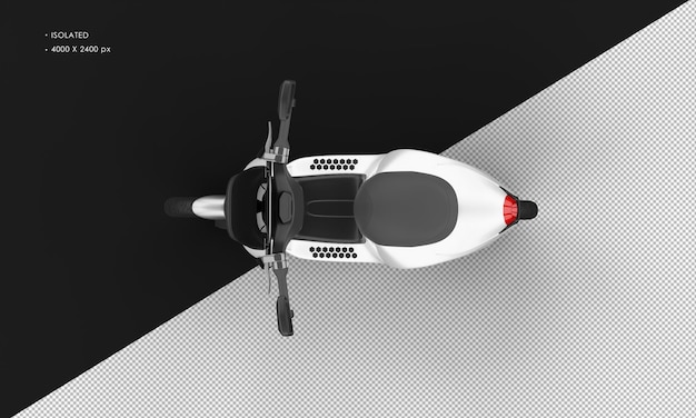 PSD scooter elétrica esportiva moderna metálica branca isolada vista de cima