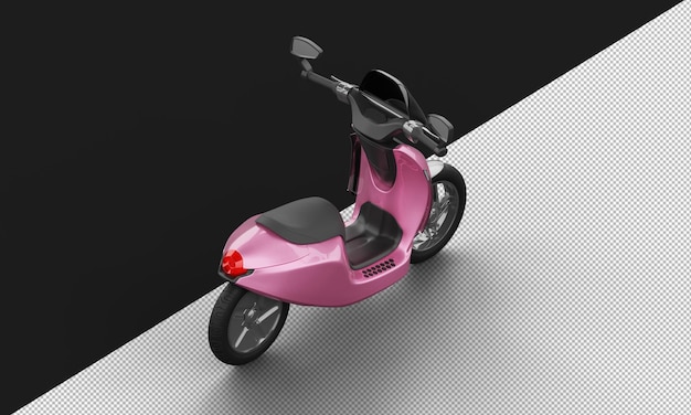 PSD scooter elétrica esportiva moderna metálica rosa isolada da vista traseira superior direita