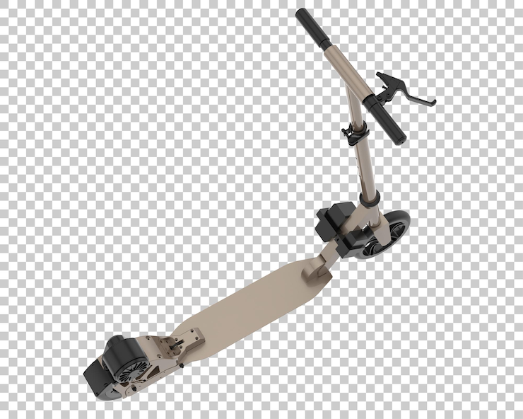 PSD scooter elétrico isolado na ilustração de renderização 3d de fundo transparente