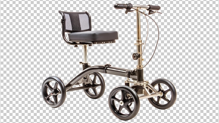 PSD scooter de movilidad ligero con cuatro ruedas png aislado transparente