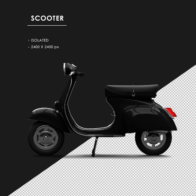 Scooter Noir Isolé De La Vue De Gauche