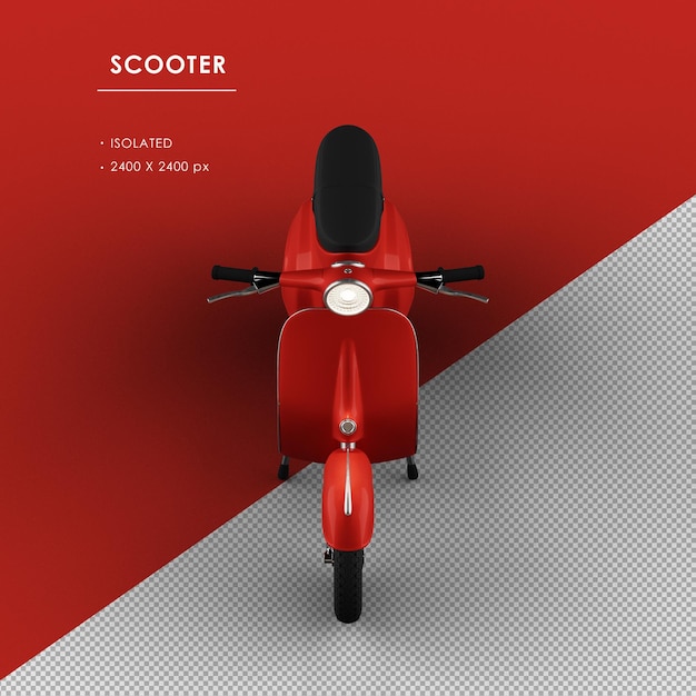 Scooter rojo aislado desde la vista frontal superior