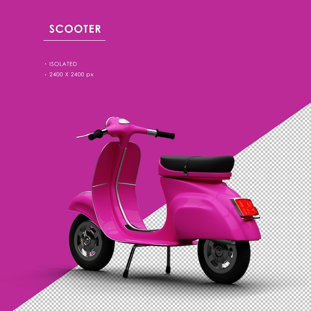 Scooter rosa isolada vista traseira esquerda