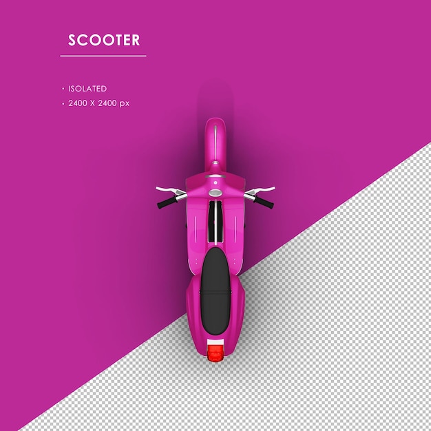 PSD scooter rosa isolado da vista superior