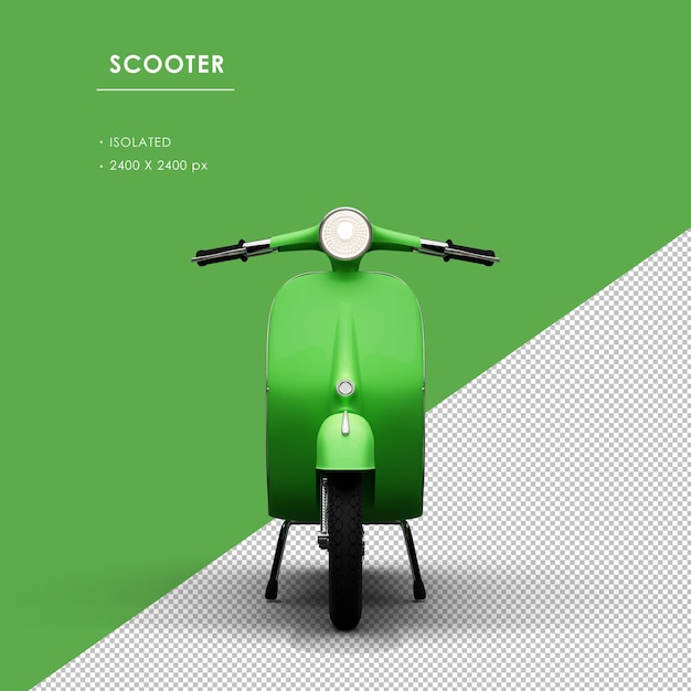 PSD scooter verde aislado desde la vista frontal