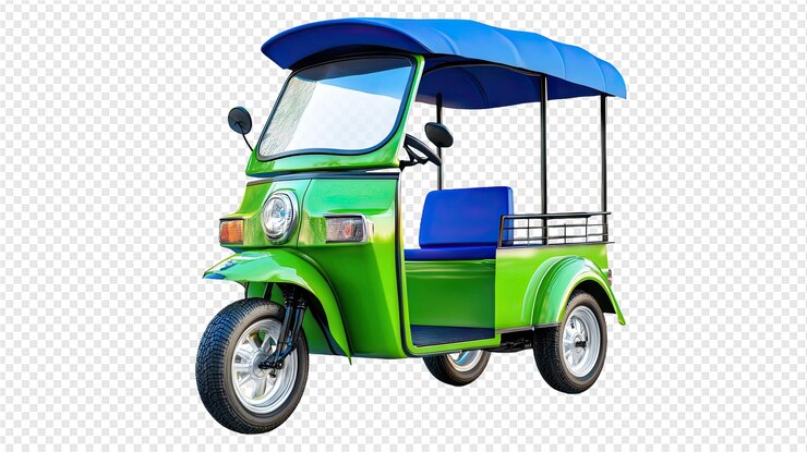 PSD un scooter verde y azul con una cubierta azul