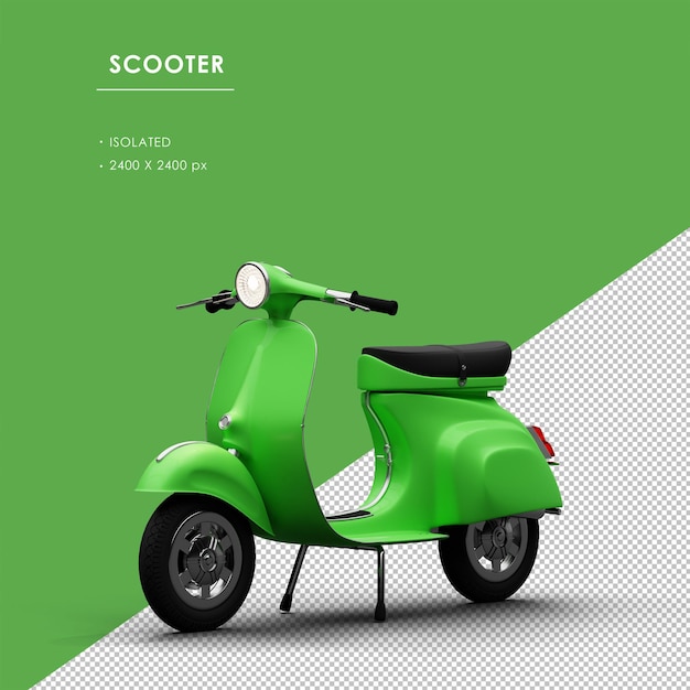 PSD scooter vert isolé de la vue avant gauche