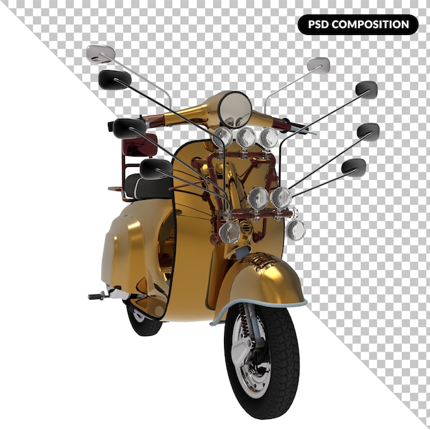 PSD scooter vintage isolado renderização em 3d