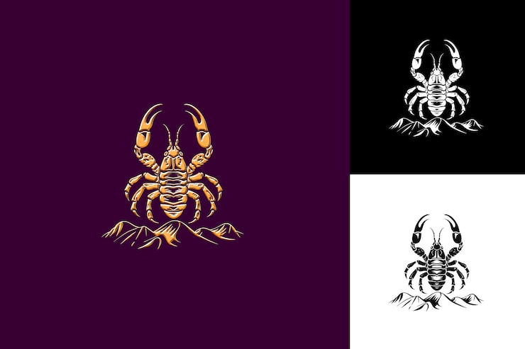 PSD scorpion icon stinger shape con armatura come confine illustrazione pericolosa animale vector art design