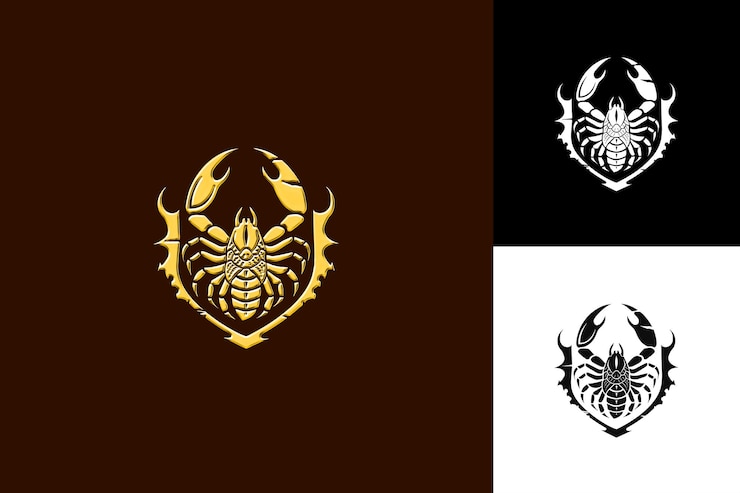 PSD scorpion icon stinger shape con armatura come confine illustrazione pericolosa animale vector art design