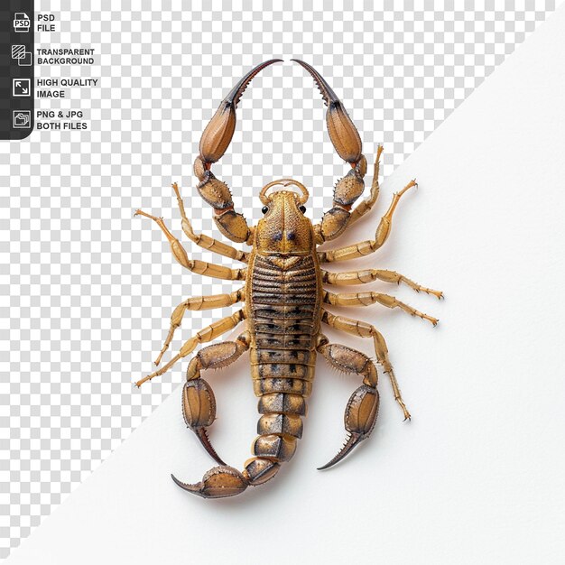 PSD scorpion pandinus imperator isolé sur un fond blanc