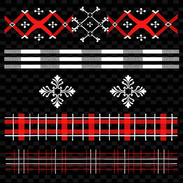 PSD scottish tartan borderlines design with plaid and clan decor png unique stylized motifs designs