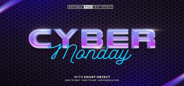 Scritta al neon Cyber Monday con effetto stile 3d