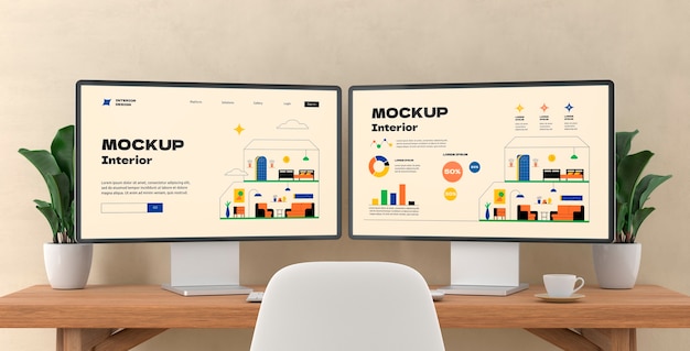 Scrivania con mock-up di personal computer