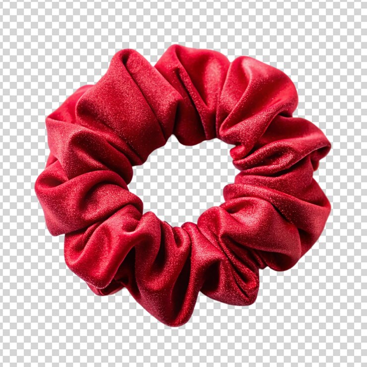 PSD el scrunchie de cabello rojo aislado en un fondo transparente