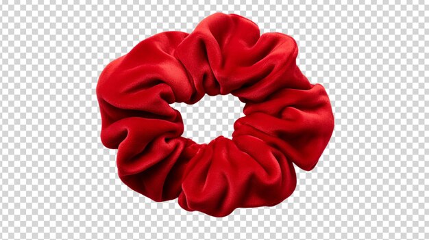 PSD un scrunchie de seda roja aislado en un fondo transparente