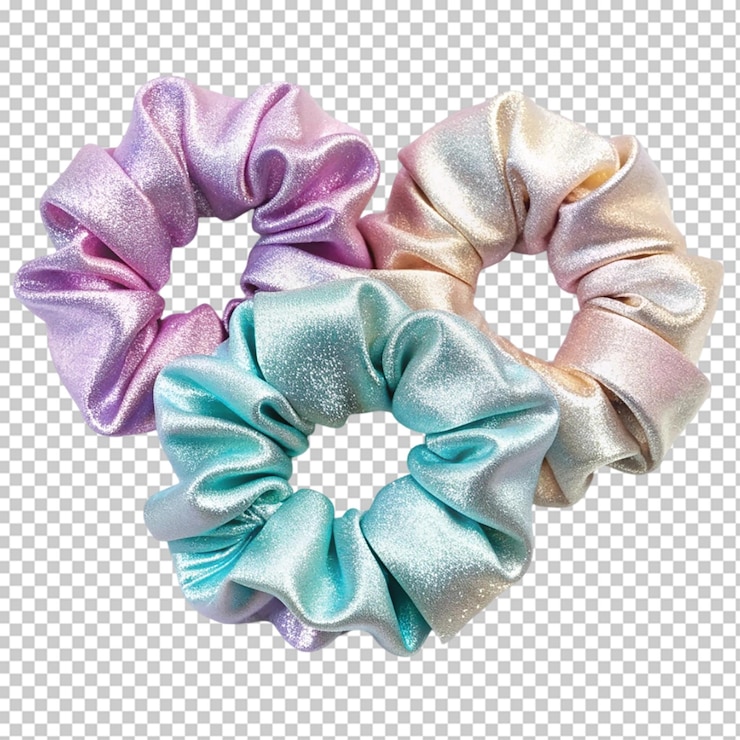 PSD scrunchies para el cabello sobre un fondo transparente