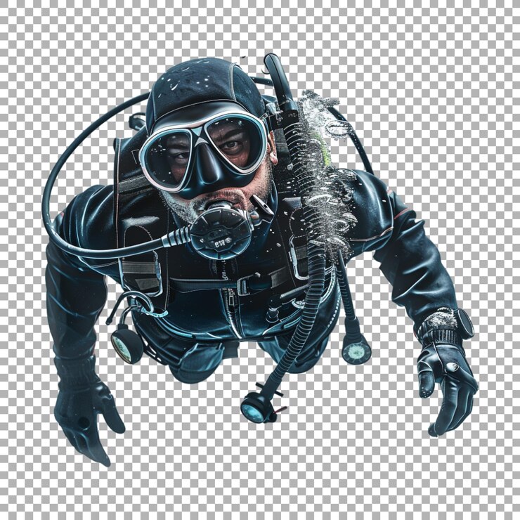 PSD scuba diver su sfondo trasparente generato da ai