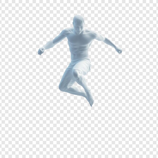 Sculptural Leap Ein 3D-Rendering eines Athleten in der Luft