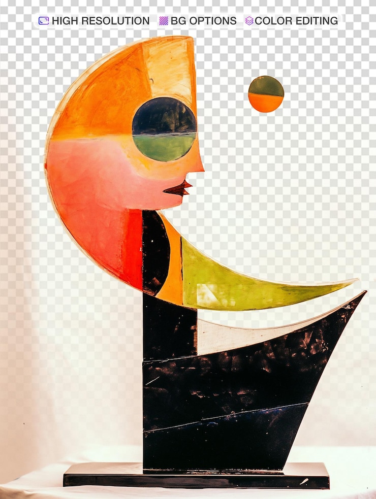 PSD sculpture abstraite vibrante inspirée par les mouvements de l'art moderne