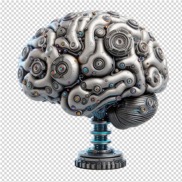 Une Sculpture Argentée Et Blanche D'un Cerveau Avec Des Cercles Dessus