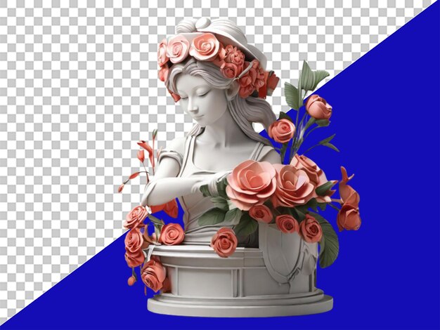 PSD sculpture floriste 3d sur fond transparent