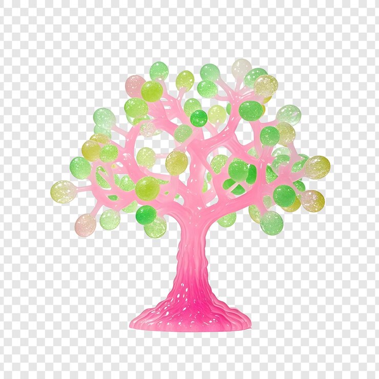 PSD scultura di albero di resina rosa