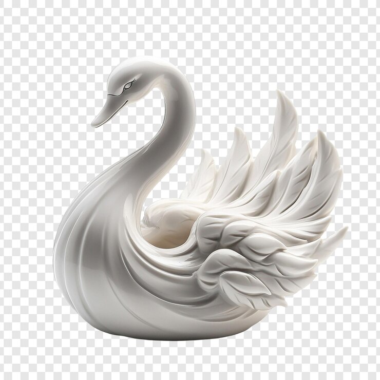 PSD scultura di cigno di porcellana bianca