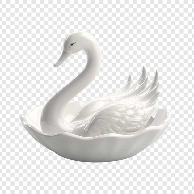 PSD scultura di cigno di porcellana bianca