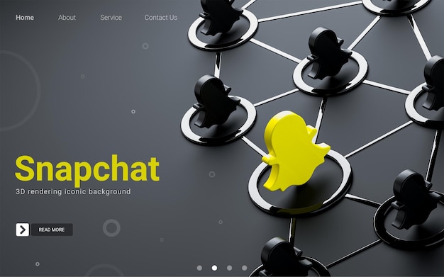scuro metallico snapchat segno isolato stile minimale social networking sfondo iconico 3d render