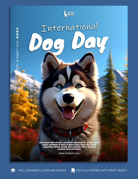 PSD sd template flyer der internationale tag des hundes